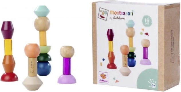 Blocs empilables Montessori – jeu de construction géométrique en bois