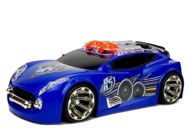 Voiture de sport DJ avec haut-parleurs sur le toit Lumières musicales