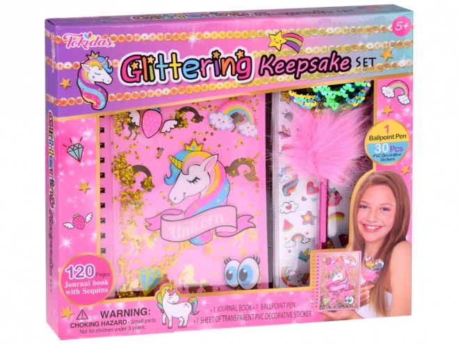 Journal secret magique de licorne avec autocollants colorés