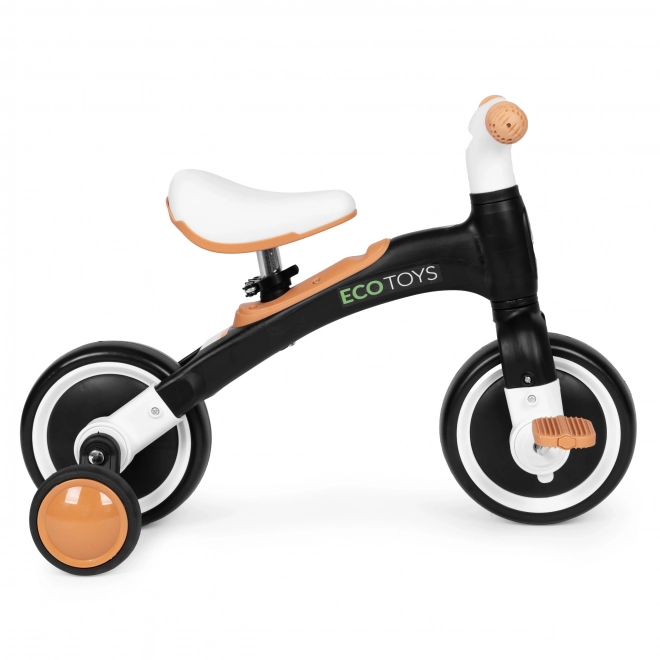 Draisienne avec pédales et roulettes latérales noires ECOTOYS