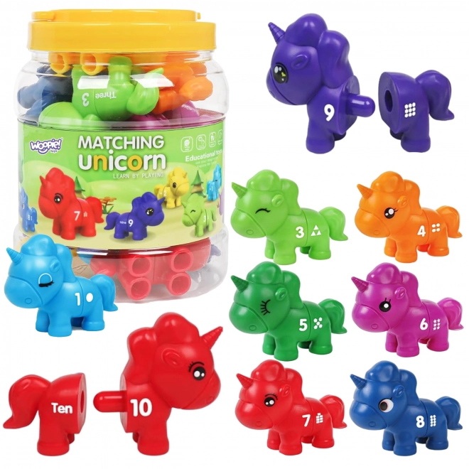 Ensemble Montessori pour l'apprentissage des chiffres et des couleurs Licornes