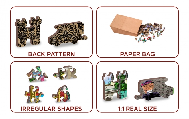 Puzzle en bois avec figurines - Place parisienne à Berlin