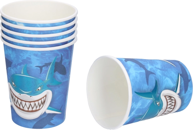 Gobelets en papier FÊTE REQUIN 250 ml (6 pcs)