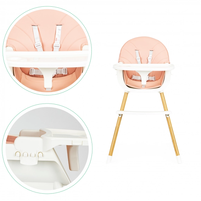 Ecotoys Chaise Haute 2 en 1 Rose