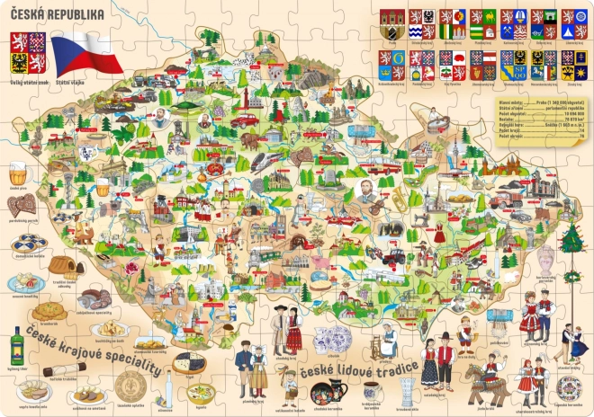 Puzzle populaire de la carte de la République tchèque de 160 pièces