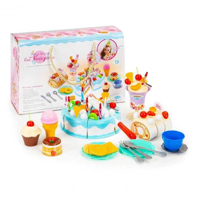 Ensemble pour découper le gâteau d'anniversaire 76 pièces