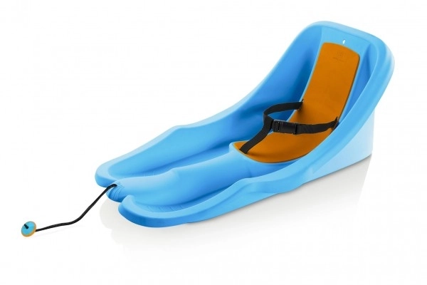 Cavalier pour bébé bleu avec siège orange