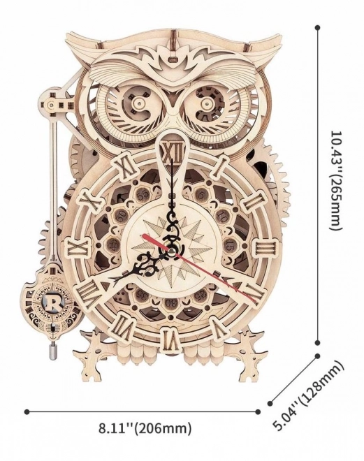 Puzzle mécanique en bois 3D Horloge chouette