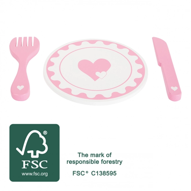 Ensemble de petites assiettes et couverts cœur