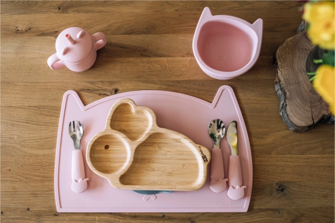Bol en silicone avec ventouse Chaton rose