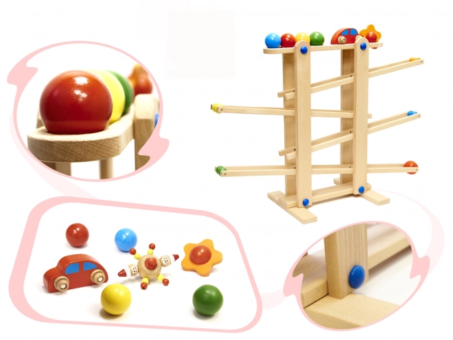 Piste de billes Montessori en bois pour enfants