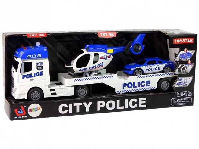 Ensemble de véhicules de police Camion Hélicoptère Effets sonores et lumineuses