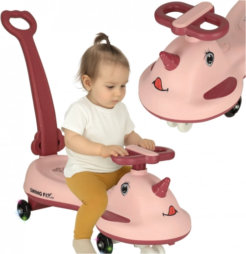 Trottinette rose LED Licorne avec poignée