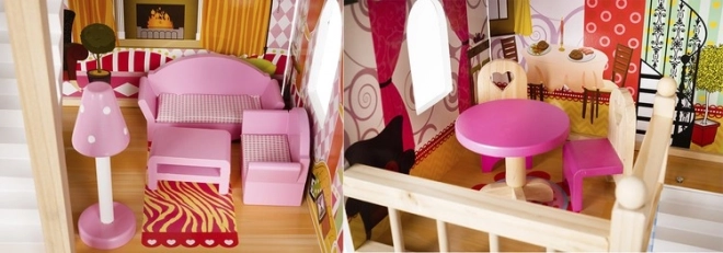 Maison de poupée en bois avec équipements 90 cm