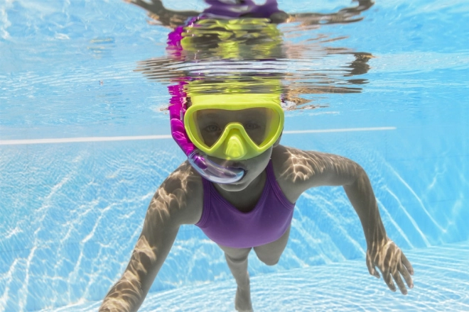 Masque de snorkeling pour enfants avec tuyau jaune et rose Bestway