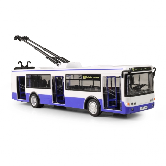 Trolleybus qui annonce les arrêts en tchèque 28 cm bleu