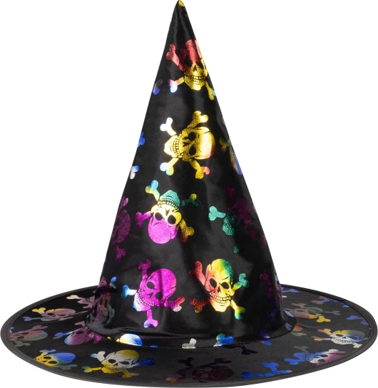 Chapeau de sorcier pour enfant avec crânes colorés