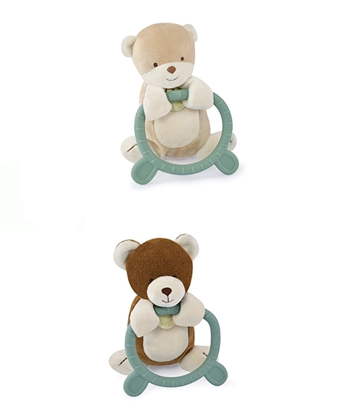 Doudou jouet en peluche avec anneau de dentition