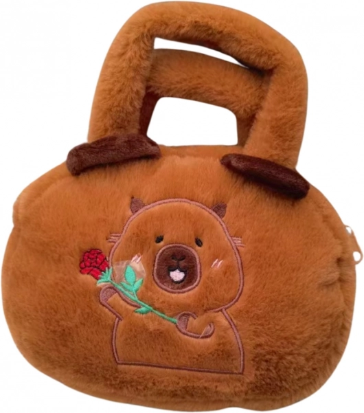 Sac en peluche avec capybara et rose brun rosé 20 cm