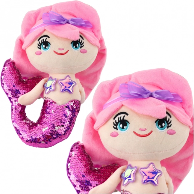 Sirène en peluche avec queue à sequins 28 cm