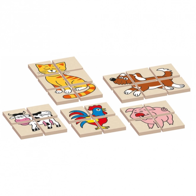 Mini casse-tête recto-verso avec animaux - 12 pièces