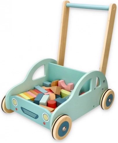 Chariot de marche en bois avec blocs LELIN – petite voiture