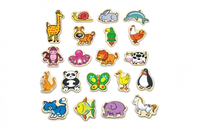Aimants en bois pour enfants Animaux - ensemble de 20 pcs