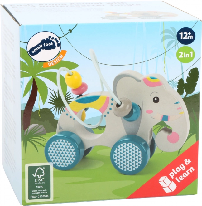 Petit éléphant en bois sur roues Jungle