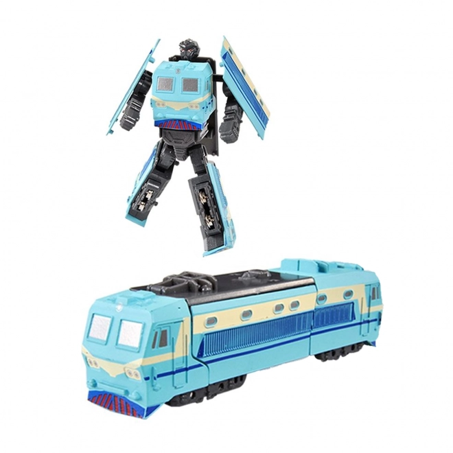 Robot métallique dépliant locomotive bleu