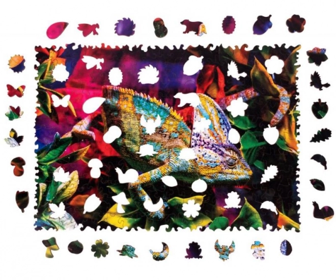 PUZZLE COLORÉ EN BOIS - Caméléon incroyable