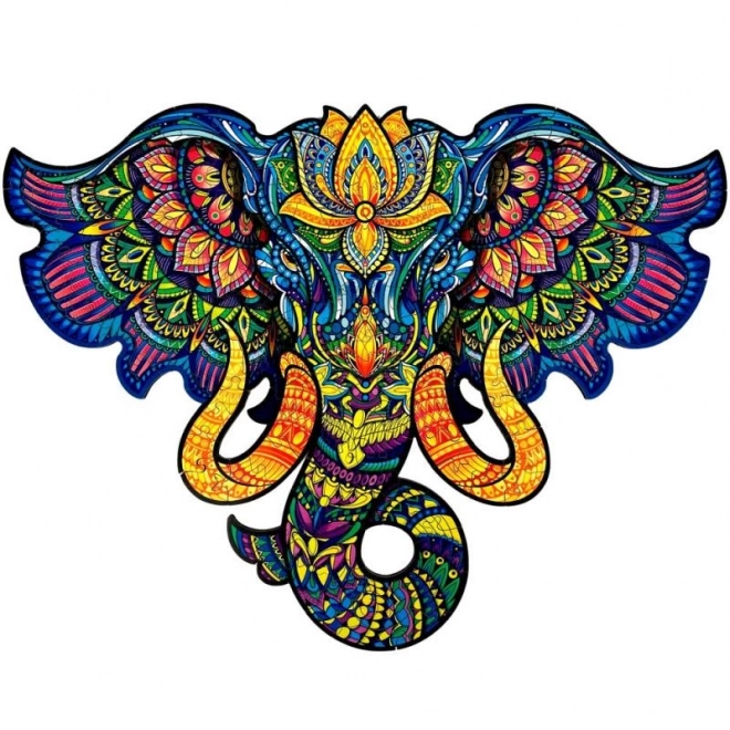Puzzle en bois coloré magique - Éléphant Sacré