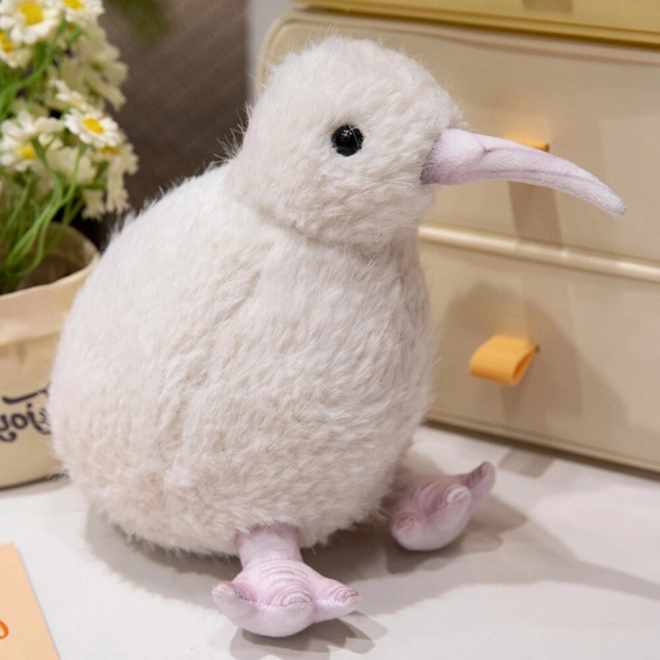 Oiseau en peluche Kiwi blanc 21 cm