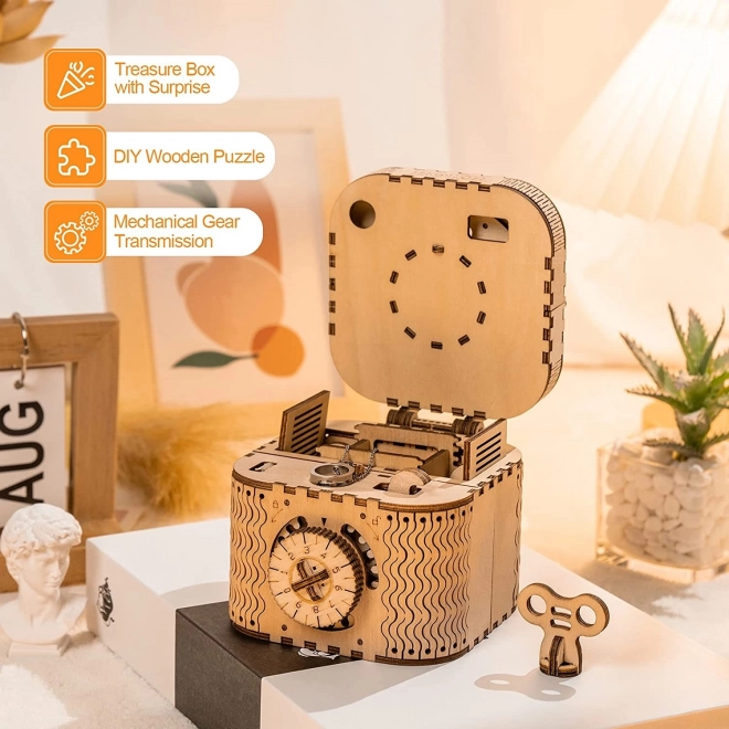 Puzzle mécanique en bois 3D RoboTime Boîte à bijoux