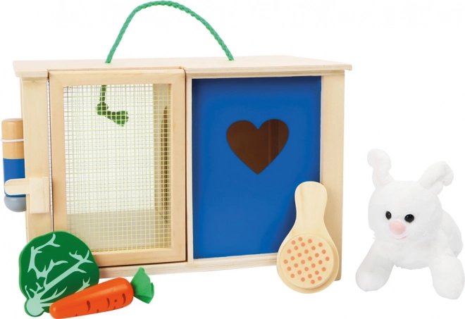 Small Foot lapin en peluche dans clapier en bois avec accessoires