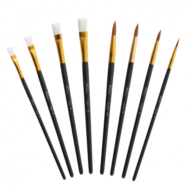 Palette de peinture en bois avec 4 pinceaux plats/ronds