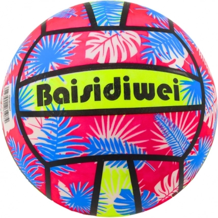 Balle en caoutchouc à motifs de feuilles rose et bleue 24 cm
