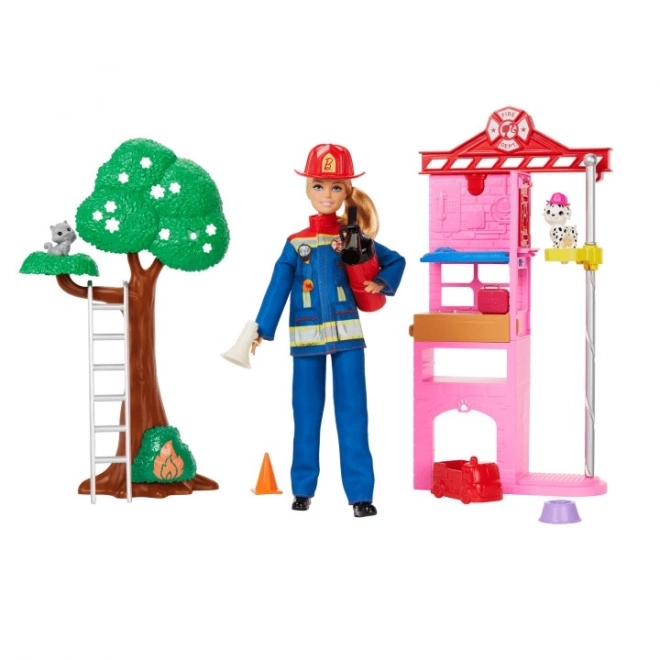 Poupée Barbie pompière avec accessoires
