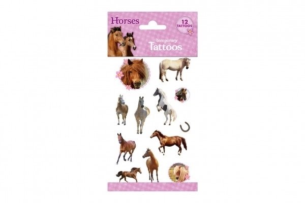 Tatouage coloré avec motif de chevaux - 12 pcs