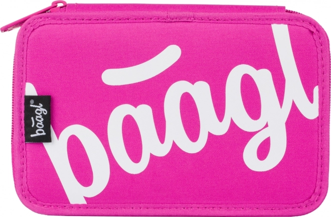 Trousse scolaire à deux étages Logo rose BAAGL