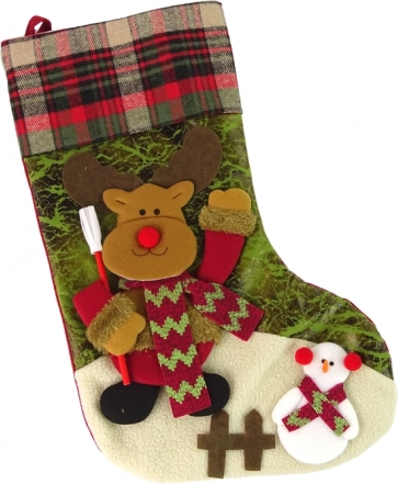 Chaussette cadeau de Noël avec motif renne, 47 cm, textile