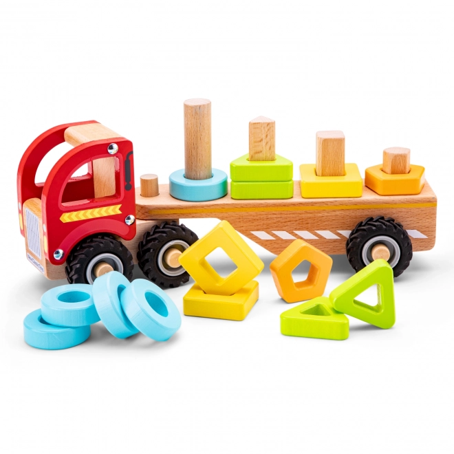 Camion en bois avec formes colorées