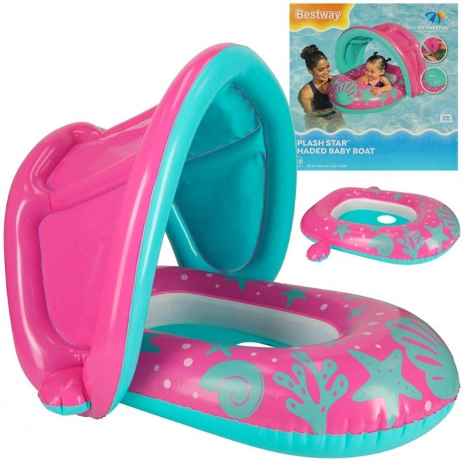 BESTWAY 34091 Bateau gonflable pour enfants avec siège et auvent rose 1-2 ans 18 kg