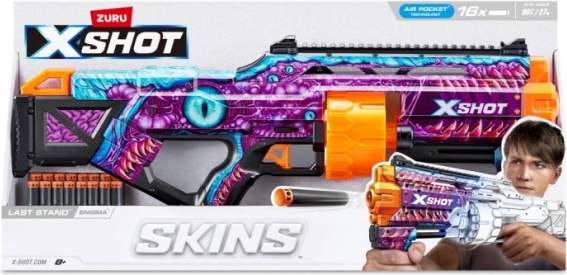 ZURU X-SHOT Skins Last Stand Enigma – pistolet à fléchettes en mousse (16 fléchettes)