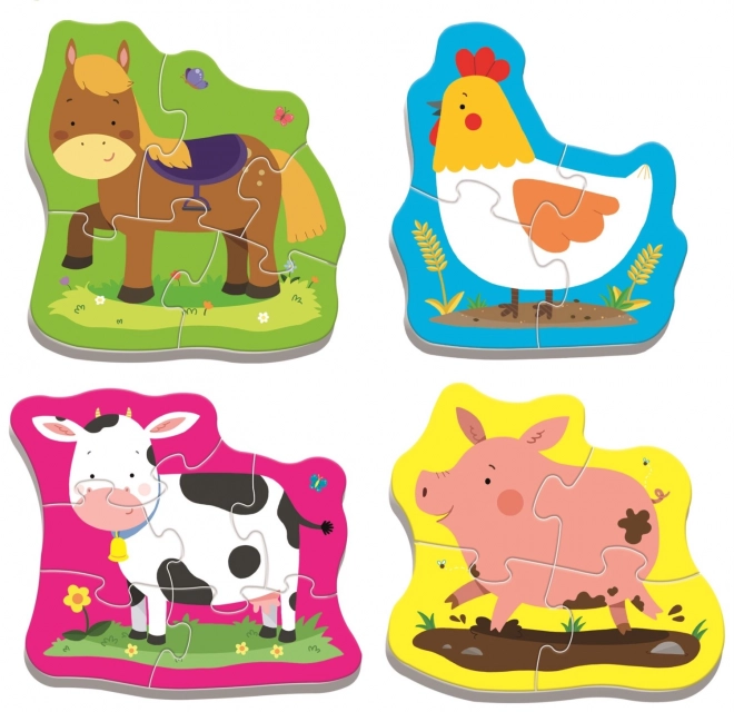 TREFL Puzzle bébé Animaux à la ferme 4 en 1 (3,4,5,6 pièces)