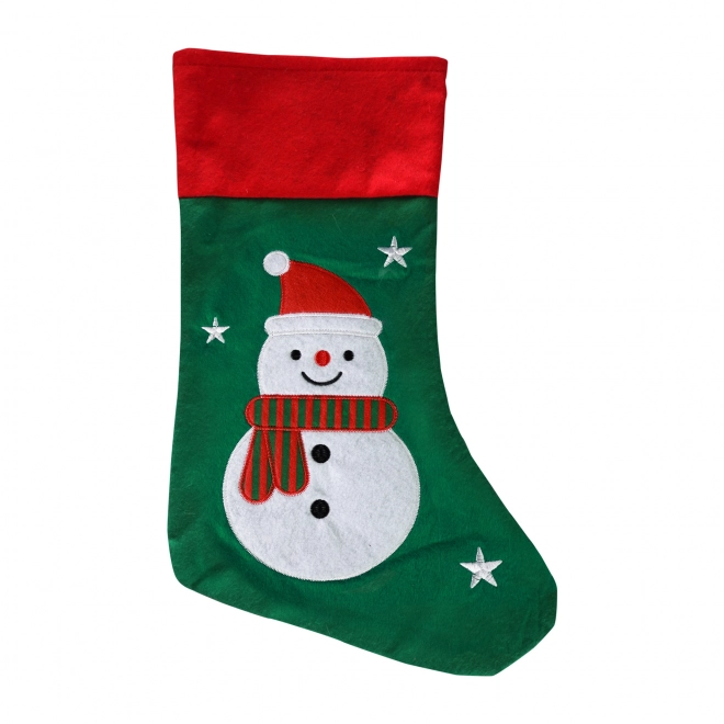 Chaussette de Noël verte avec bonhomme de neige