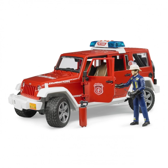 Jeep Wrangler de pompier rouge avec figurine et accessoires