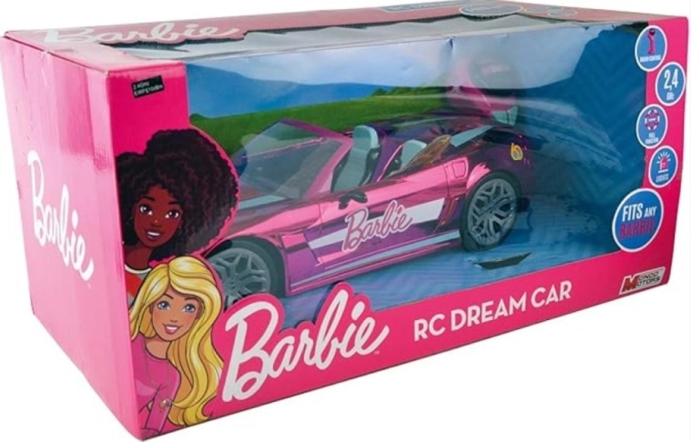 voiture RC rose Barbie 2,4 GHz pour deux poupées
