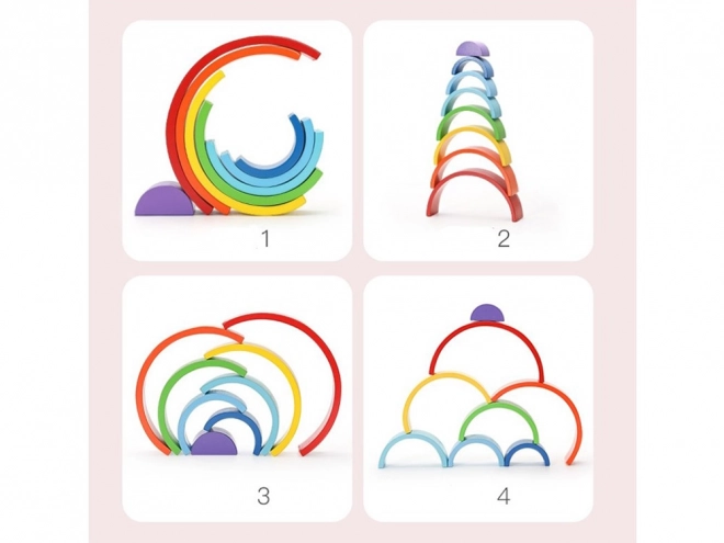 Puzzle éducatif en bois Montessori arc-en-ciel coloré + tâches ZA5328