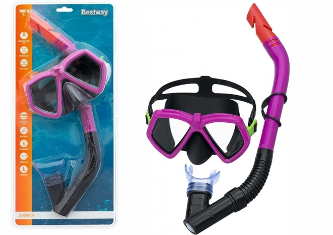 Ensemble de plongée rose avec masque et tuba