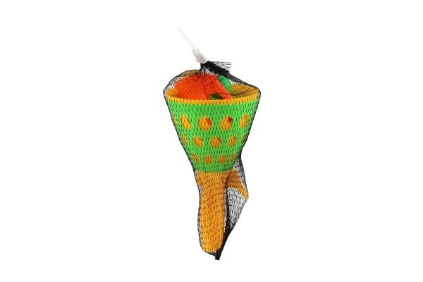 Jeu de catch ball/attrape-balles 2 pièces plastique 19cm + 3 balles dans un filet